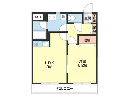 フローラゆう(1LDK/3階)の間取り写真