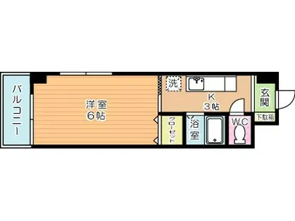 パークハイツ片野(ワンルーム/2階)の間取り写真