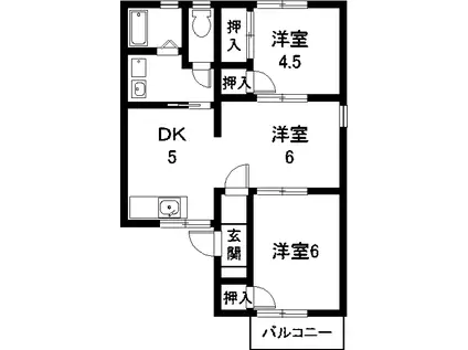サンハイツはるだんの(3DK/1階)の間取り写真