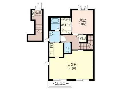 ウィンビレッジD棟(1LDK/2階)の間取り写真