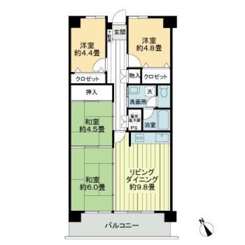 アイランドコート新宇多津(4DK/3階)の間取り写真