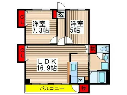 HB佐倉(2LDK/4階)の間取り写真