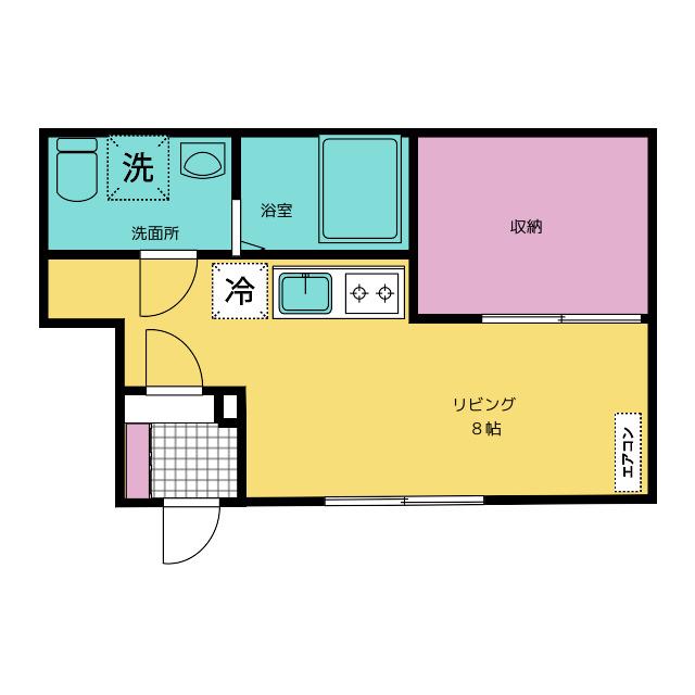 シオンC棟(1LDK/1階)の間取り写真