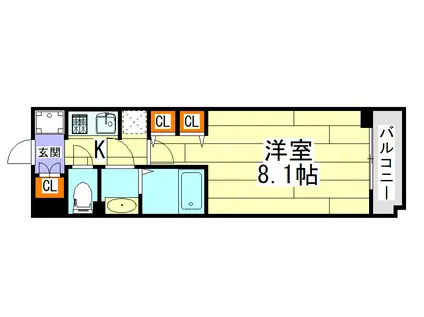 エスティメゾン京橋(1K/11階)の間取り写真