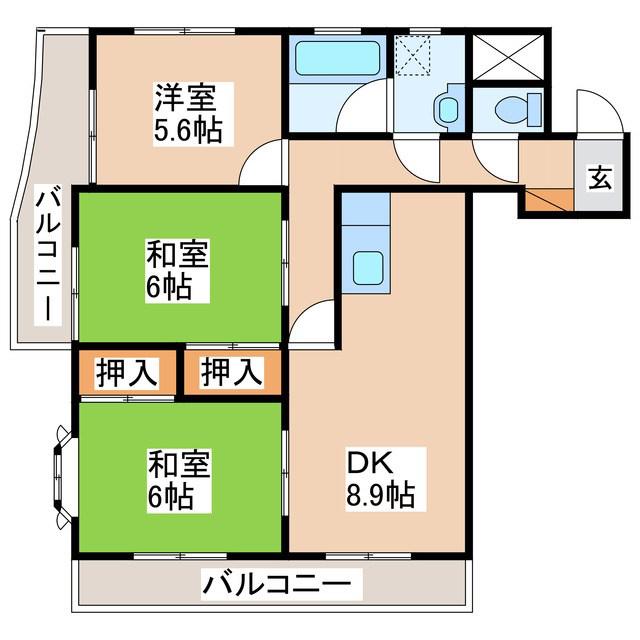 春永マンション(3DK/1階)の間取り写真