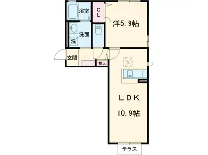 シャーメゾンII原分ヒルズ(1LDK/1階)の間取り写真