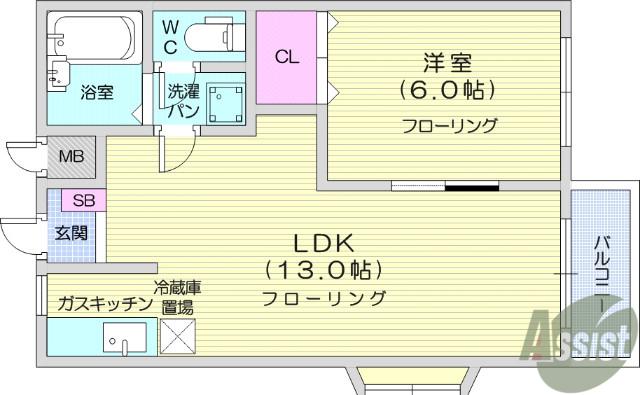 コーポサケンⅠ(1LDK/1階)の間取り写真