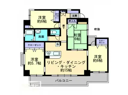 ストーンレイク子の浜B棟(4LDK/4階)の間取り写真