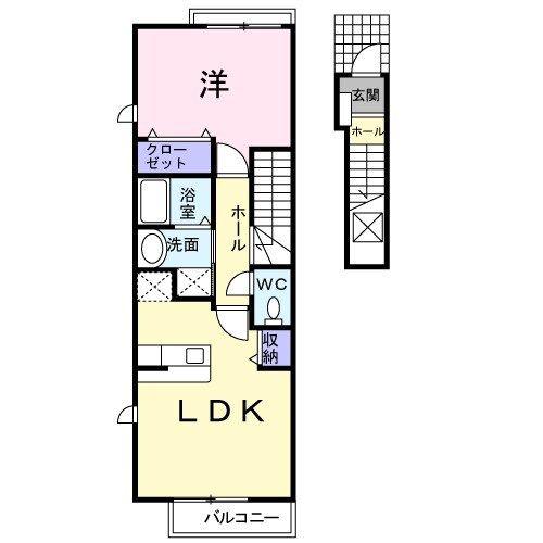 ALBA B(1LDK/2階)の間取り写真
