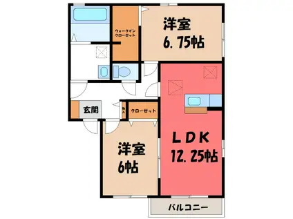 オルテンシア II(2LDK/1階)の間取り写真