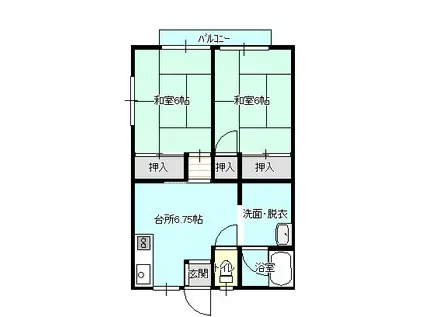 カーサ富士美(2K/1階)の間取り写真