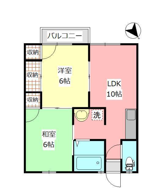 コーポ十五社(2LDK/1階)の間取り写真