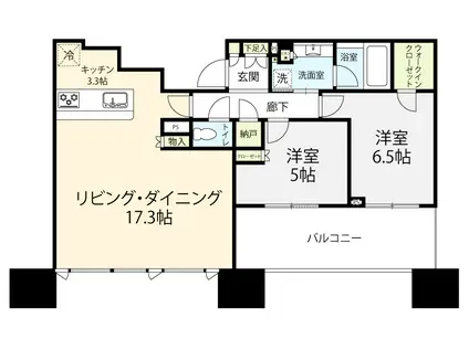 シティタワー武蔵小杉(2LDK/21階)の間取り写真