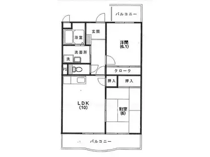 グローリー(2LDK/1階)の間取り写真