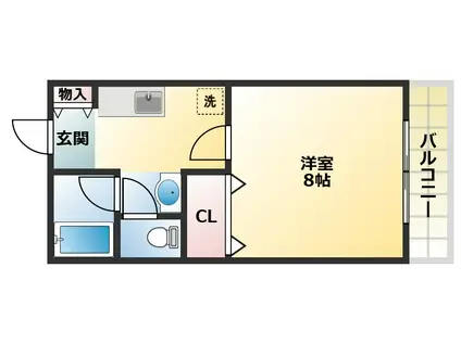 クレストKII(1K/2階)の間取り写真