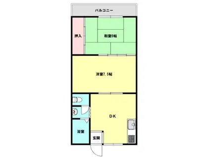 石上マンション(2DK/4階)の間取り写真