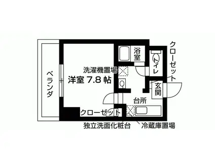 バウスクロス福大通(1K/7階)の間取り写真