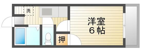 グリーンパレス三野A(1K/2階)の間取り写真