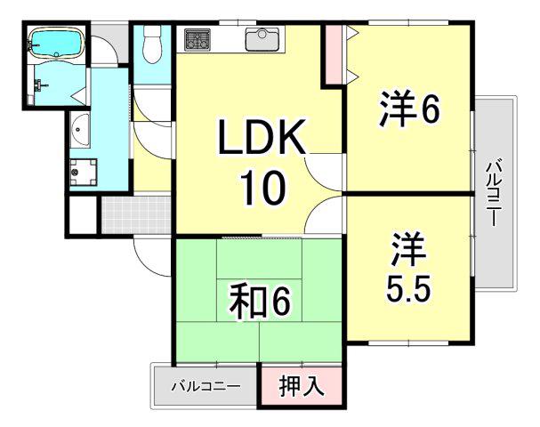 IO甲陽園(3LDK/3階)の間取り写真