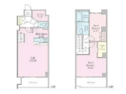APRU(2SLDK/5階)の間取り写真