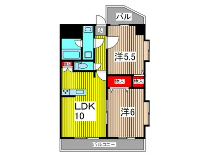 JR京浜東北線 蕨駅 徒歩12分 8階建 築29年(2LDK/2階)の間取り写真