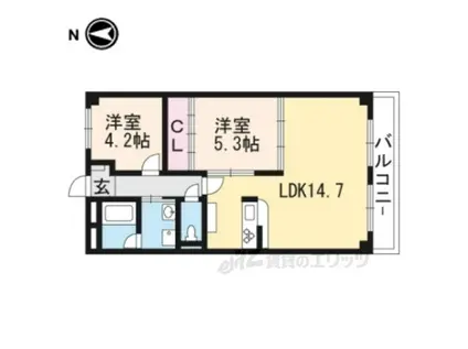 コーポ膳所(2LDK/1階)の間取り写真