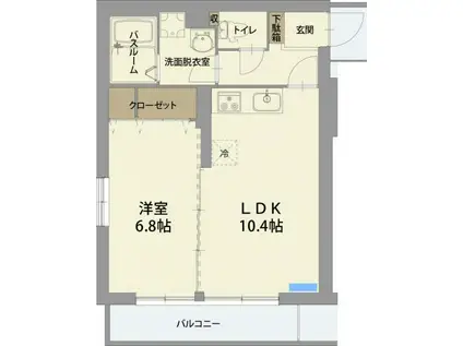 カーサ クルーセ(1LDK/2階)の間取り写真