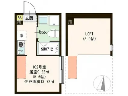エルフォルク(ワンルーム/1階)の間取り写真