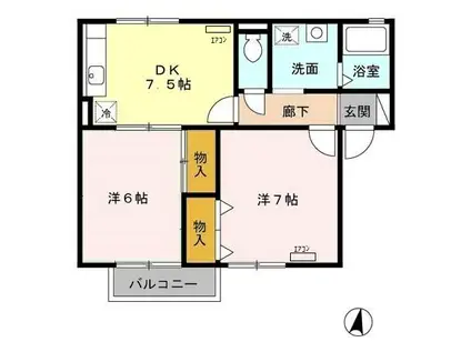 プレミールメゾン(2DK/1階)の間取り写真