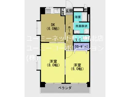 アトモビル(2DK/3階)の間取り写真