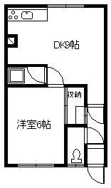 コーポイエローハウス(1DK/2階)の間取り写真