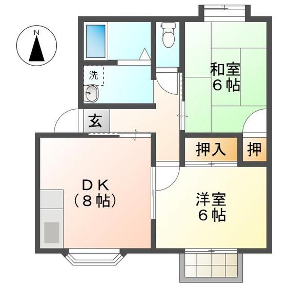 グリーンパーク(2DK/2階)の間取り写真