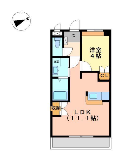 ル・シエル・ブル篠山(1LDK/2階)の間取り写真