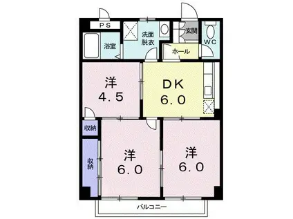 メゾンアベニ-ル(3DK/2階)の間取り写真