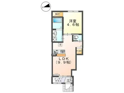 アイリスE(1LDK/1階)の間取り写真