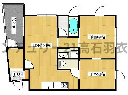OTTOマンション(2LDK/2階)の間取り写真