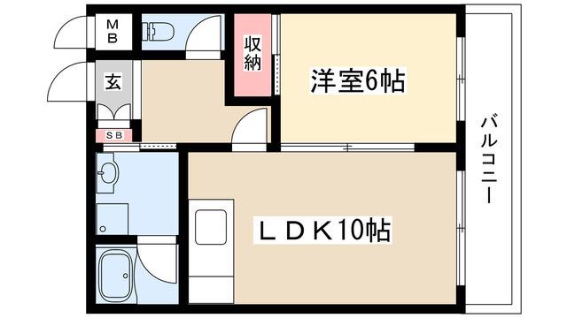 花井第2清風マンション(1LDK/3階)の間取り写真