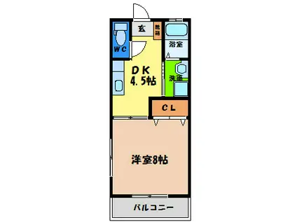 セグラ三ツ石II(1DK/2階)の間取り写真
