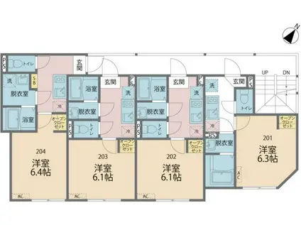 カインドネス町田II(1K/2階)の間取り写真