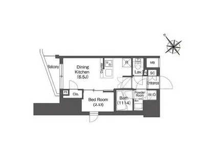 コンフォリア東大井(1DK/9階)の間取り写真