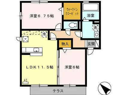レセンテベルタ(2LDK/1階)の間取り写真