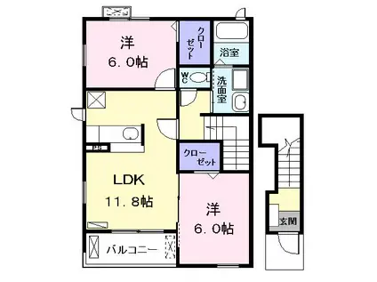 マイン シュロスI(2LDK/2階)の間取り写真