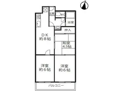 ニュー北加賀屋(3DK/2階)の間取り写真