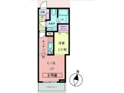 メリディアン柳生 壱番館(1LDK/2階)の間取り写真