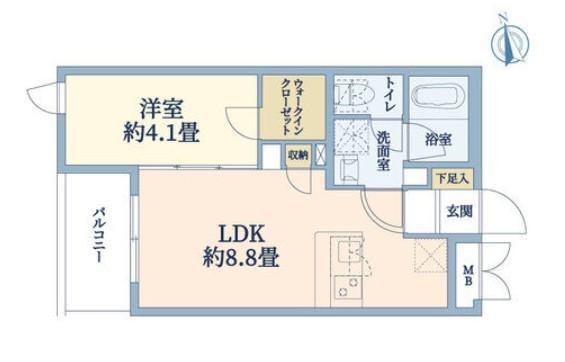 ウェルスクエア都島中通(1LDK/2階)の間取り写真