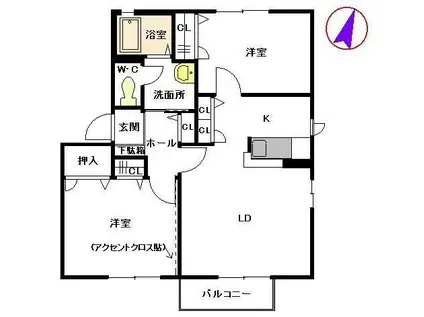 メゾンファミーユ B棟(2LDK/2階)の間取り写真