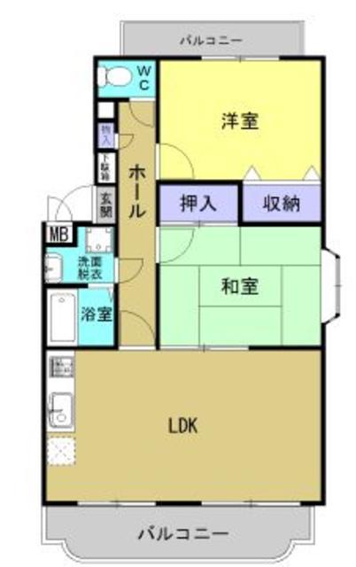 ユーミーひさえだA棟(2LDK/1階)の間取り写真