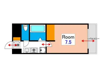 グリーンハイツ津高(1K/2階)の間取り写真