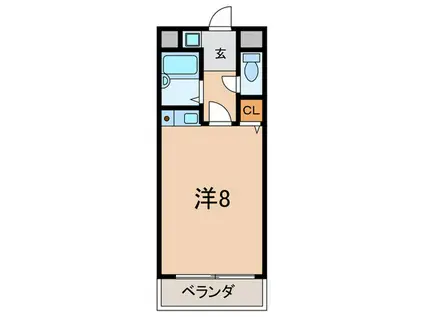 クレッシェンド岸地(ワンルーム/1階)の間取り写真