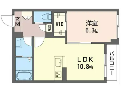 アタラクシア湘南(1LDK/2階)の間取り写真